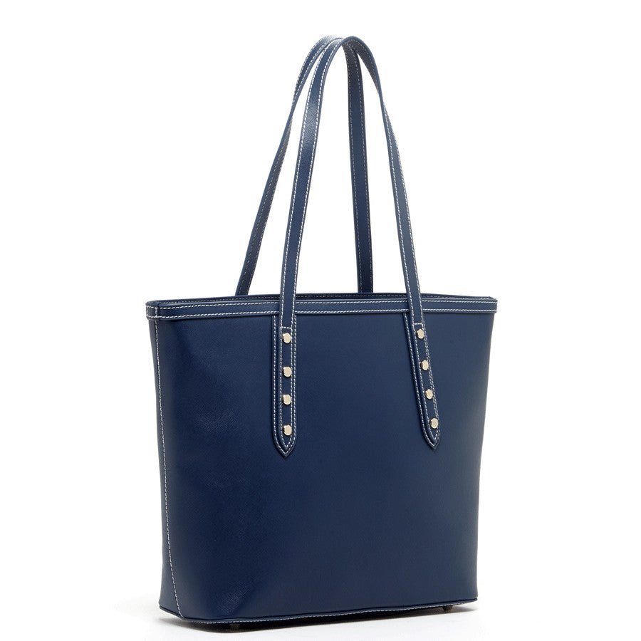 Blue Leather Shoulder Bag - Clairellas