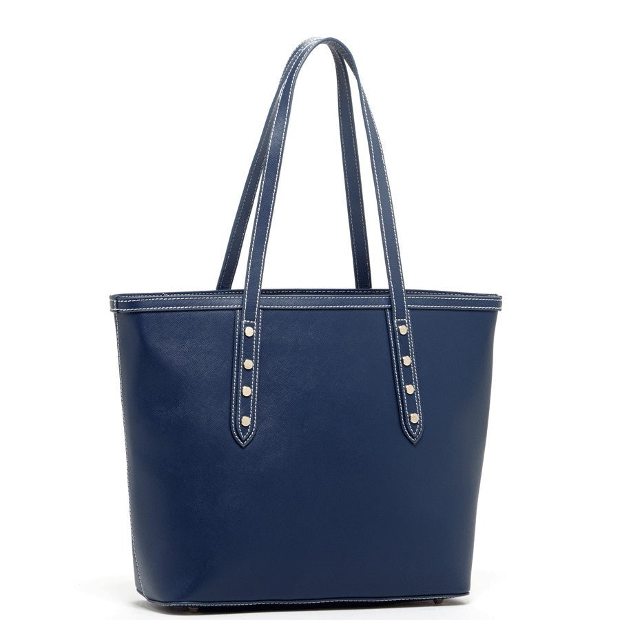 Blue Leather Shoulder Bag - Clairellas