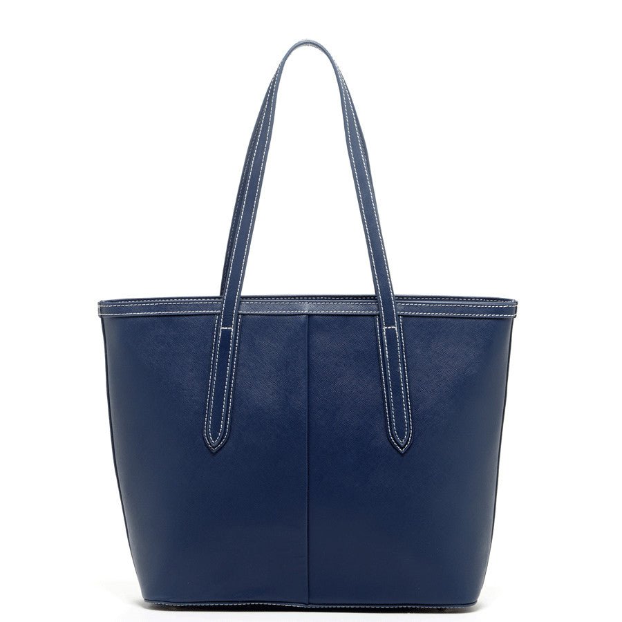 Blue Leather Shoulder Bag - Clairellas