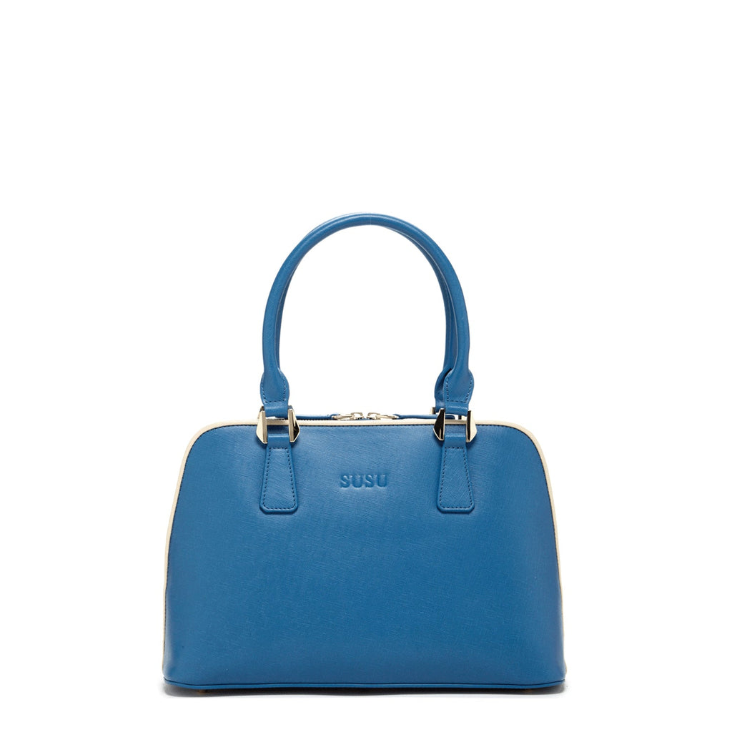 SUSU Saffiano Leather Satchel Bag Blue Purse Women's Handbag