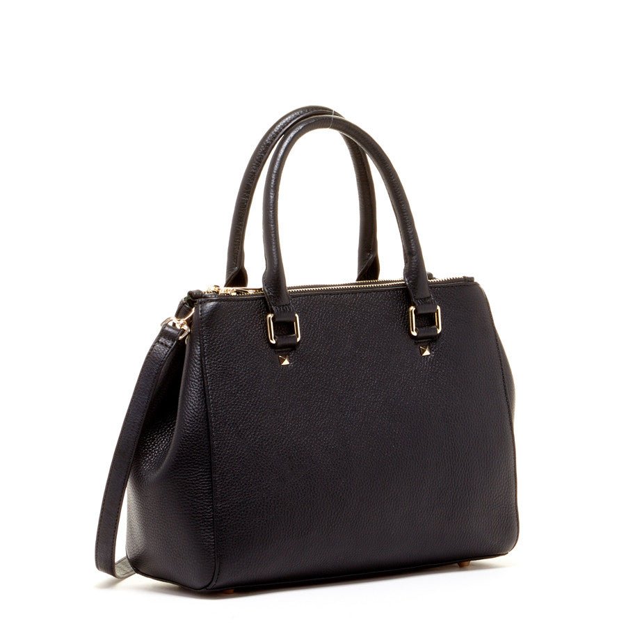 Leather Satchel Bag Black - Clairellas
