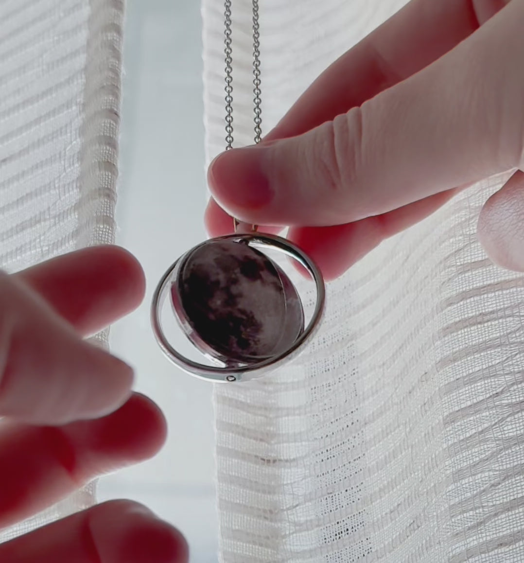 Full Moon Double Sided Fidget Pendant Necklace