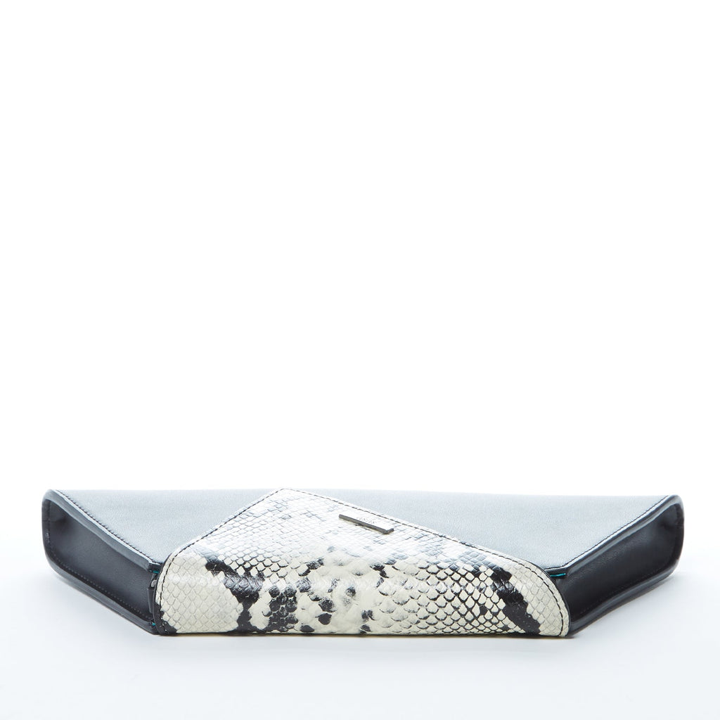 SUSU Black Leather Clutch Bag Unique Snakeskin Evening Purse Women's Handbag - Clairellas