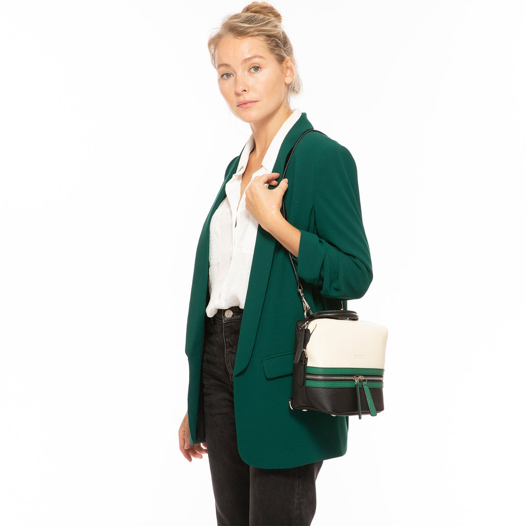 SUSU Leather Backpack Purse for Women Convertible Crossbody Bag Medium Size with Front and Back Pockets - Clairellas