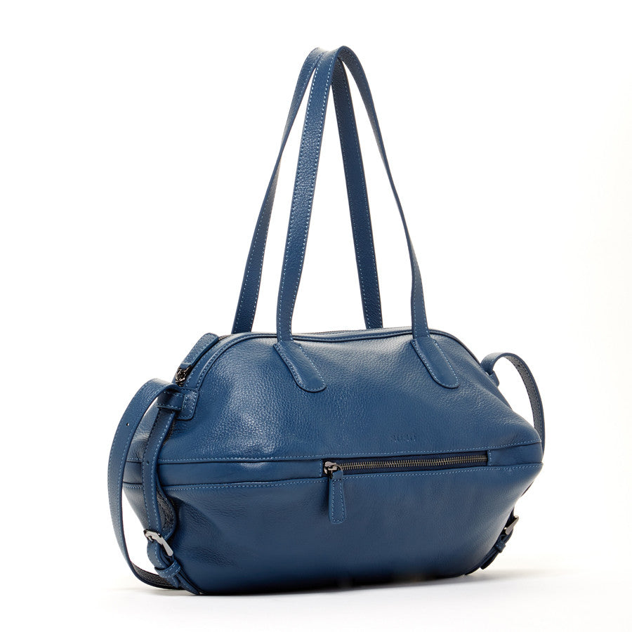 Leather Satchel Bag Blue Shoulder Purse Women's Handbag
