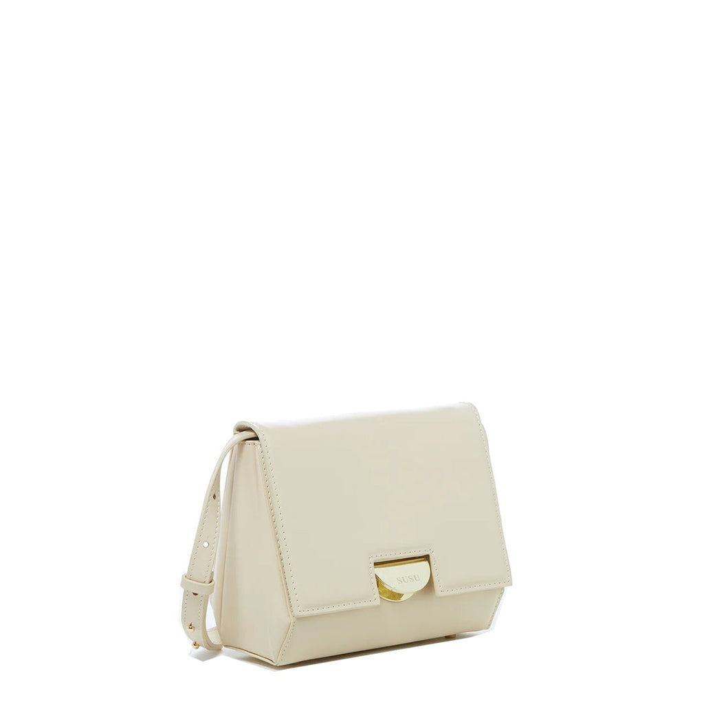 SUSU Leather Saddle Bag Off White Crossbody Purse Cream Women's Handbag