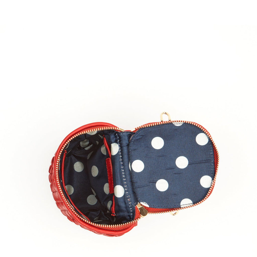 SUSU Red Leather Purse Mini Crossbody Bag Weave Small Bucket Bag Women's Handbag