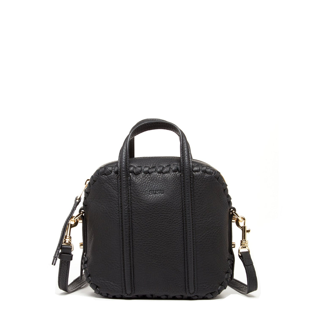 SUSU Black Purse Leather Crossbody Bag Medium Size Women's Handbag