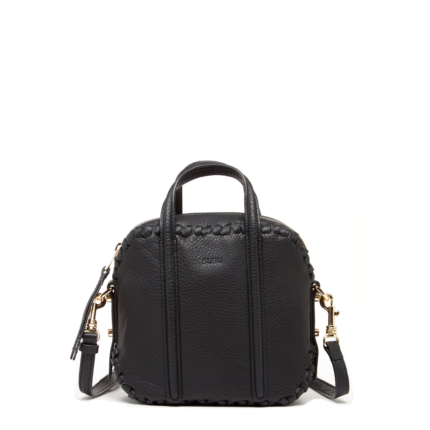 SUSU Black Purse Leather Crossbody Bag Medium Size Women's Handbag