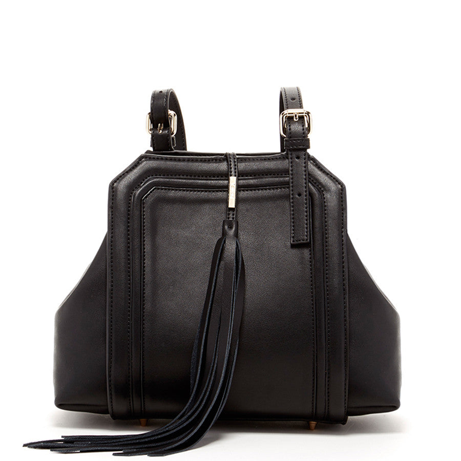 HANNAH BLACK LEATHER SATCHEL BAG