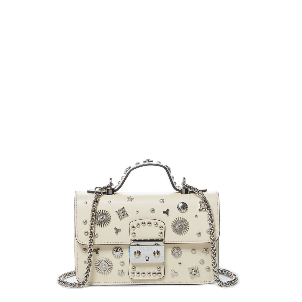 Small Leather Crossbody Bag Studded Purse