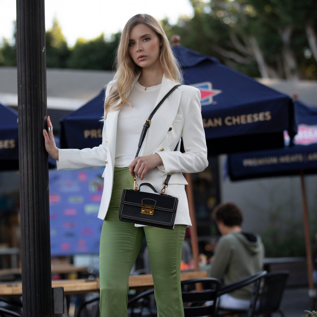 SUSU Black Purse Leather Small Crossbody Bag Cute Women's Handbag