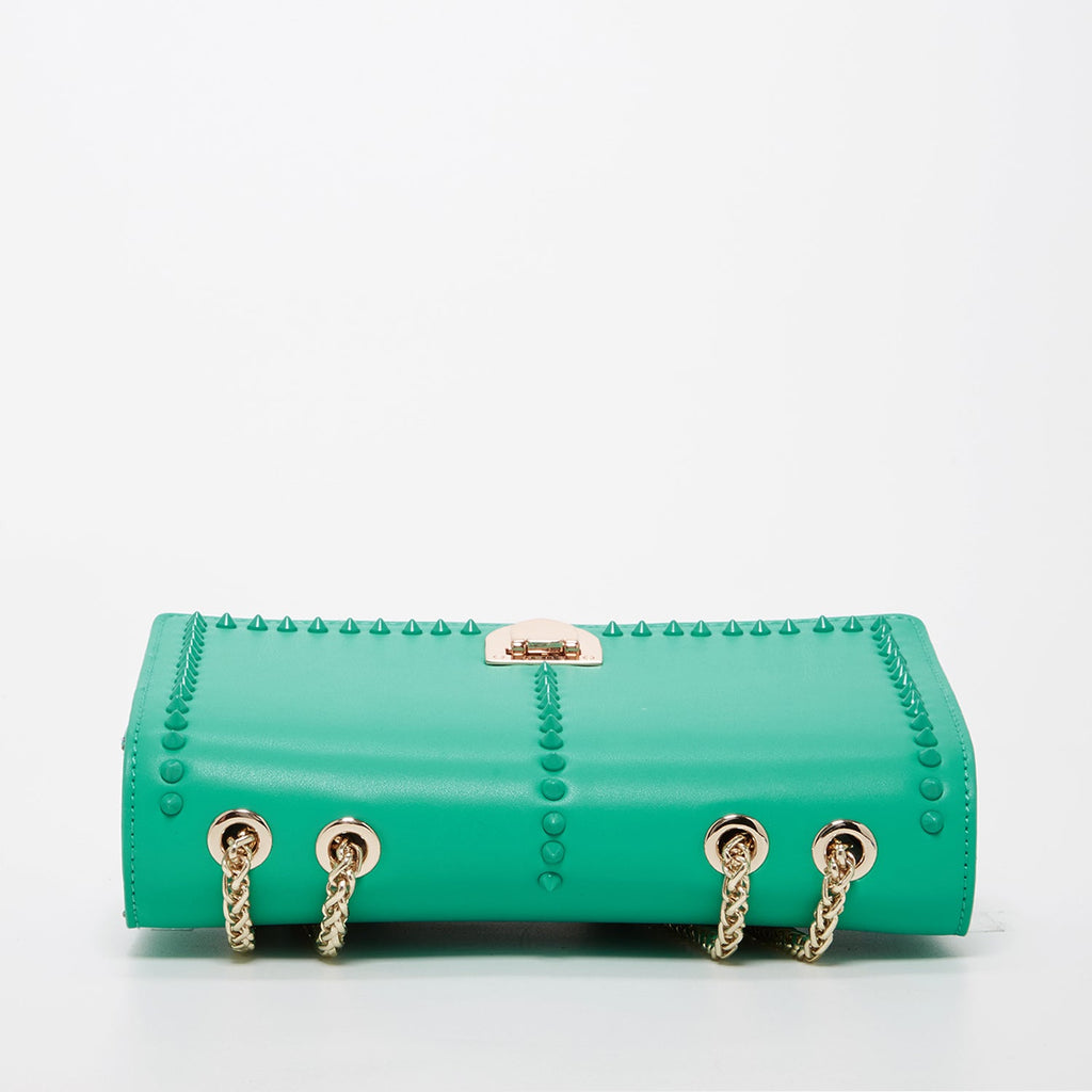 Josie Green Leather Bag with Chain Strap