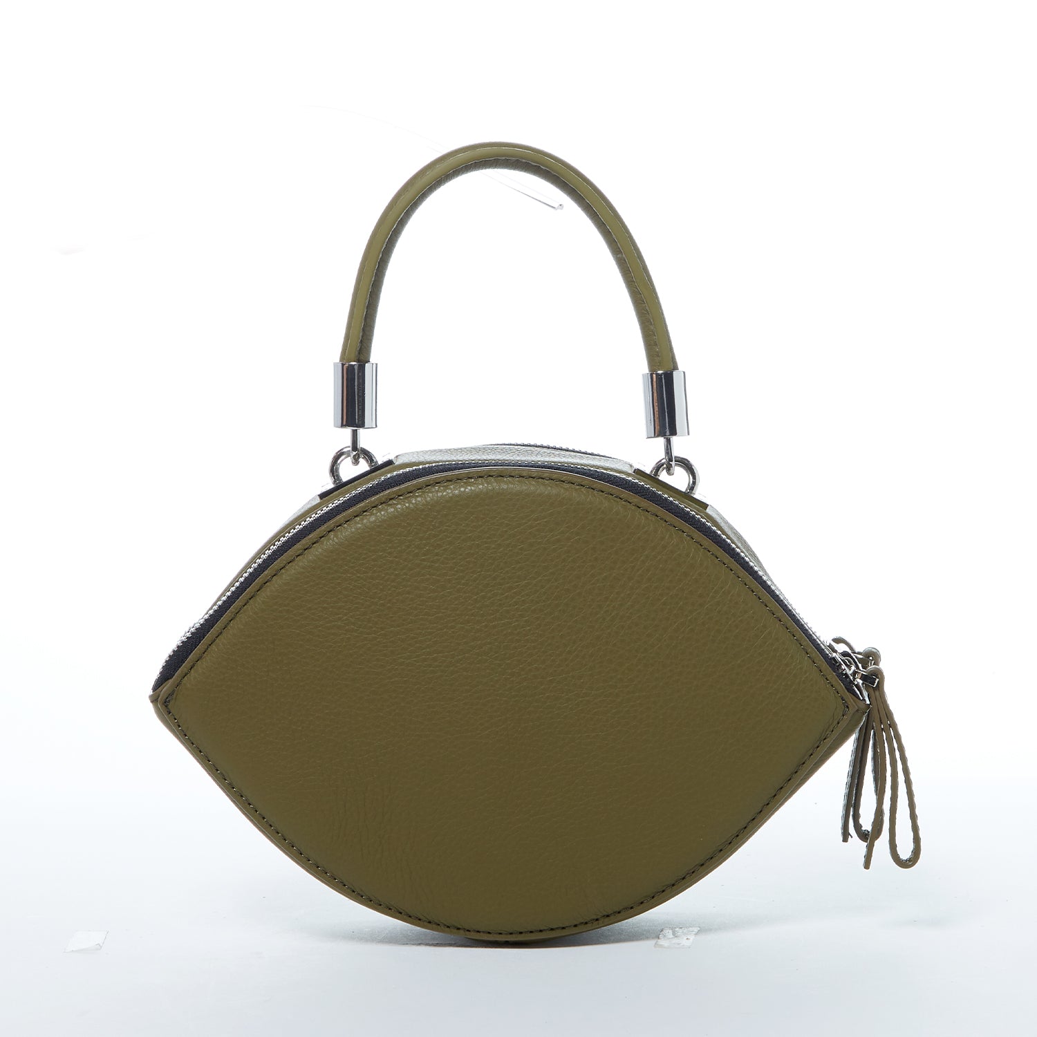 Kiss Circle Shape Leather Crossbody Bag Olive Green - Clairellas