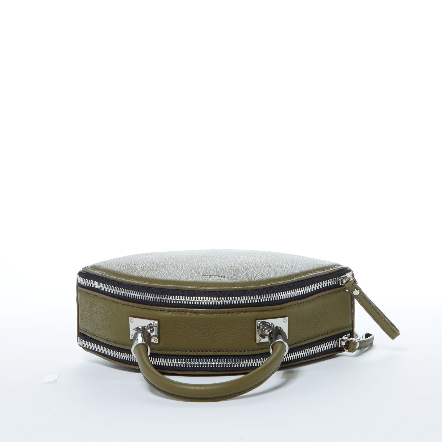 Kiss Circle Shape Leather Crossbody Bag Olive Green - Clairellas