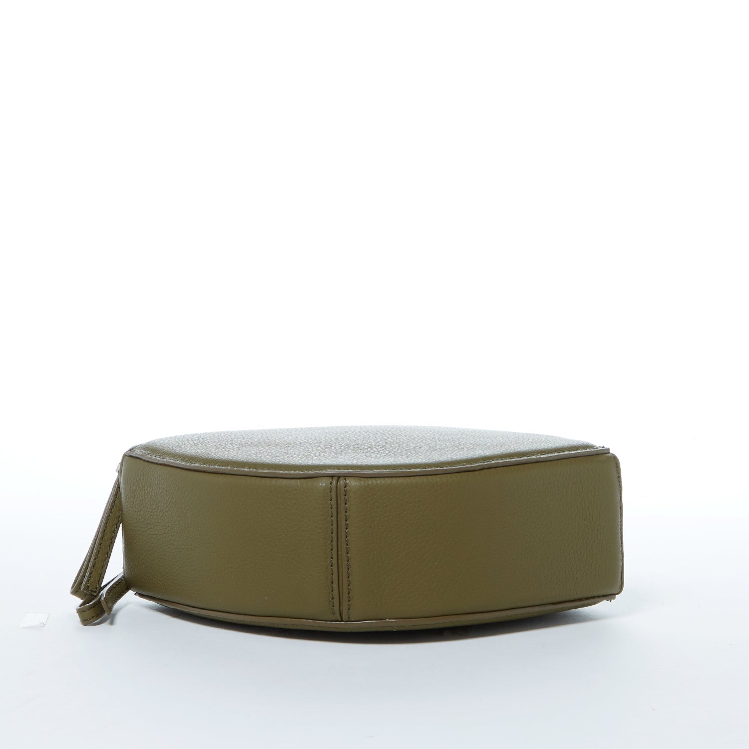 Kiss Circle Shape Leather Crossbody Bag Olive Green - Clairellas