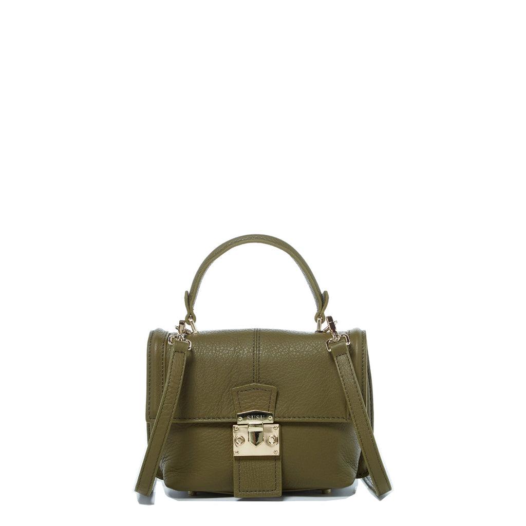 SUSU Leather Backpack for Women Convertible Crossbody Bag Olive Green Purse