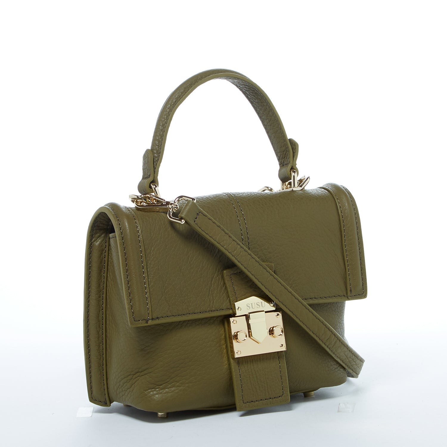 SUSU Leather Backpack for Women Convertible Crossbody Bag Olive Green Purse