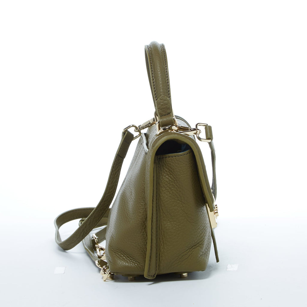 SUSU Leather Backpack for Women Convertible Crossbody Bag Olive Green Purse