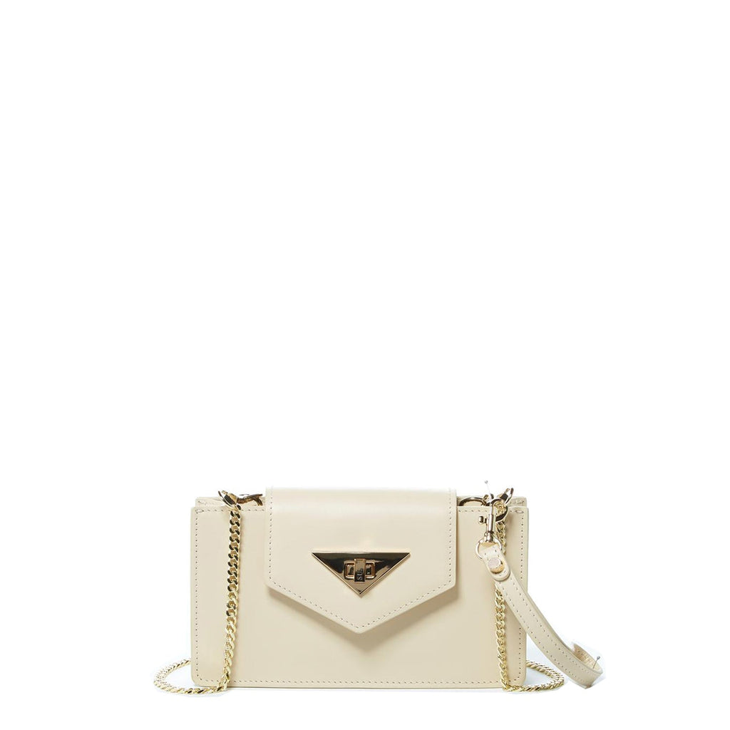SUSU Off White Bag Mini Crossbody Purse Cream Leather Wristlet Women's Handbag - Clairellas