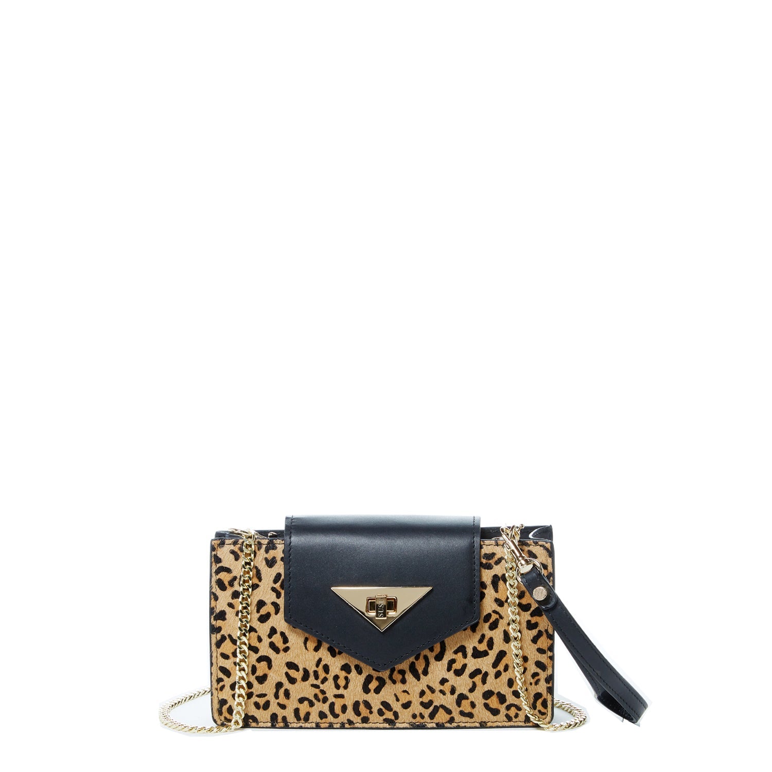 SUSU Mini Crossbody Bag Small Leather Leopard Black Purse Wristlet Women's Handbag - Clairellas