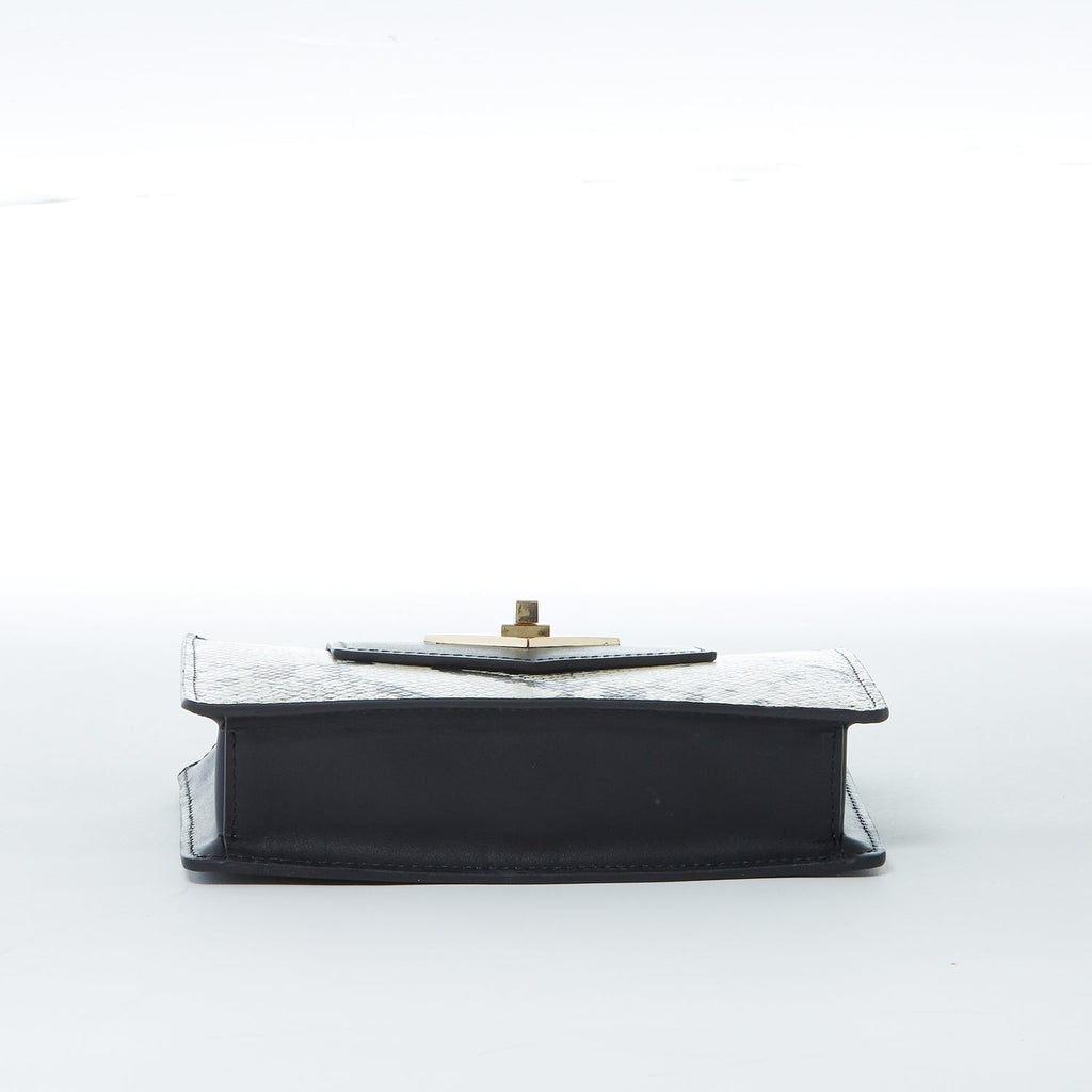 SUSU Mini Crossbody Bag Small Leather Snakeskin Black Purse Wristlet Women's Handbag - Clairellas