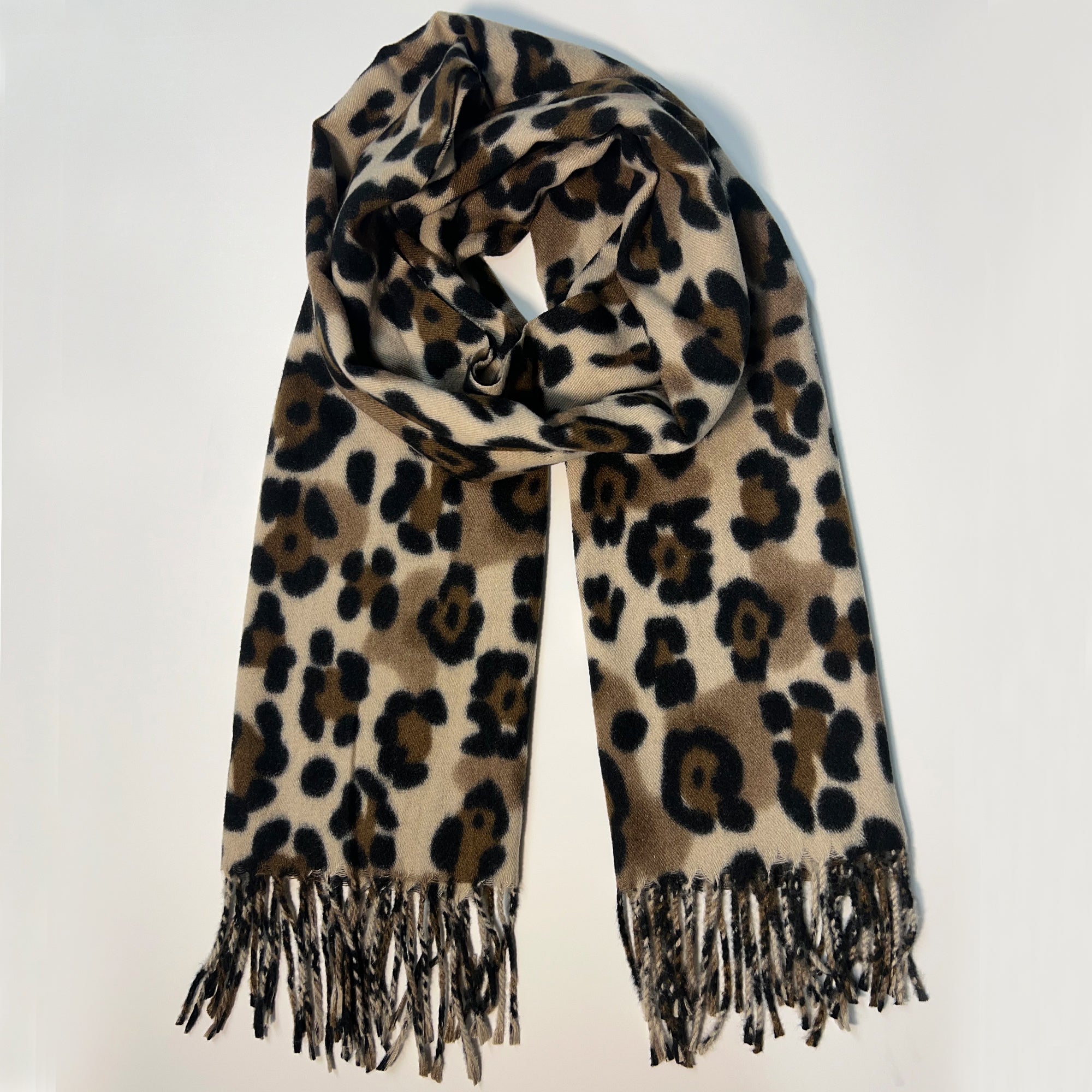 Brown Leopard Print Scarf - Clairellas