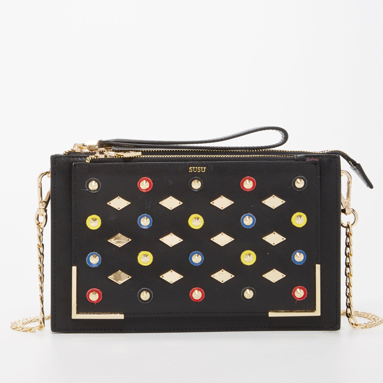 Black Studded Crossbody Clutch - Clairellas