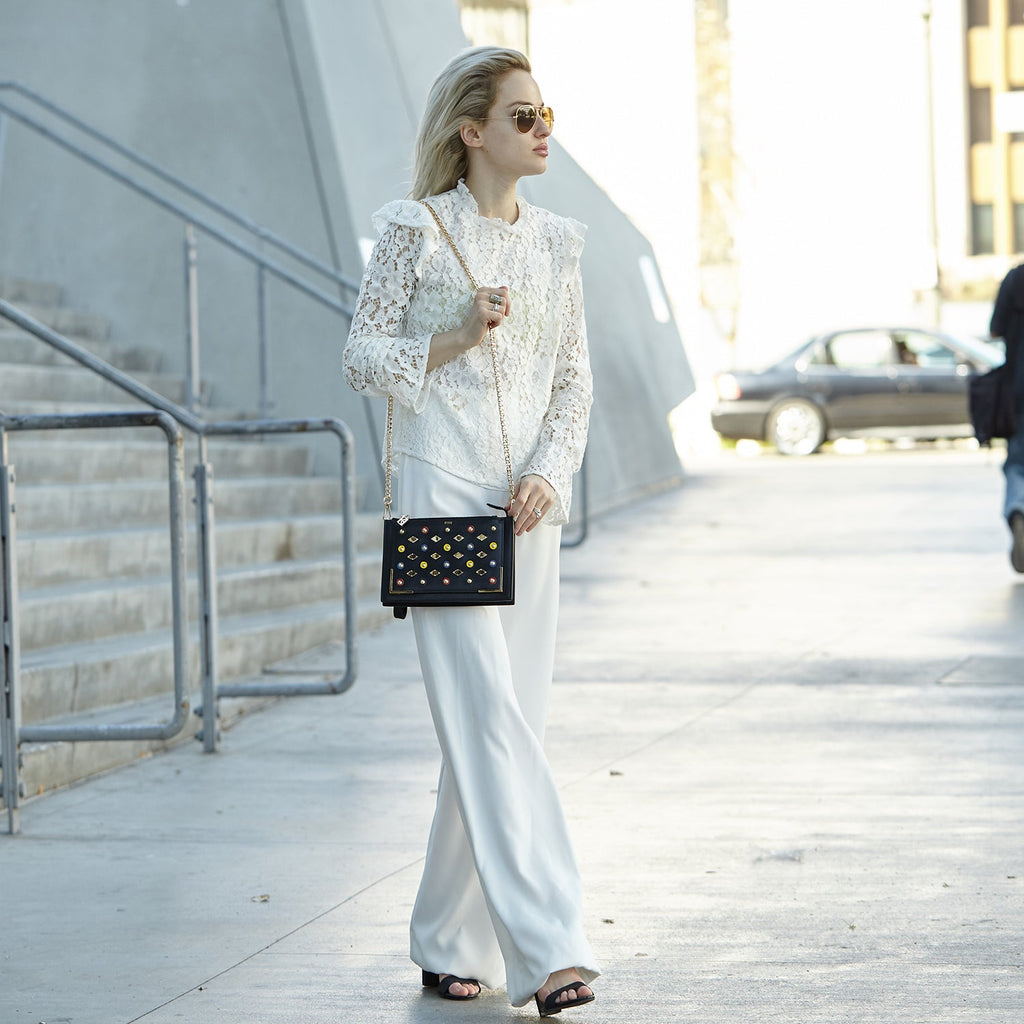 Black Studded Crossbody Clutch - Clairellas