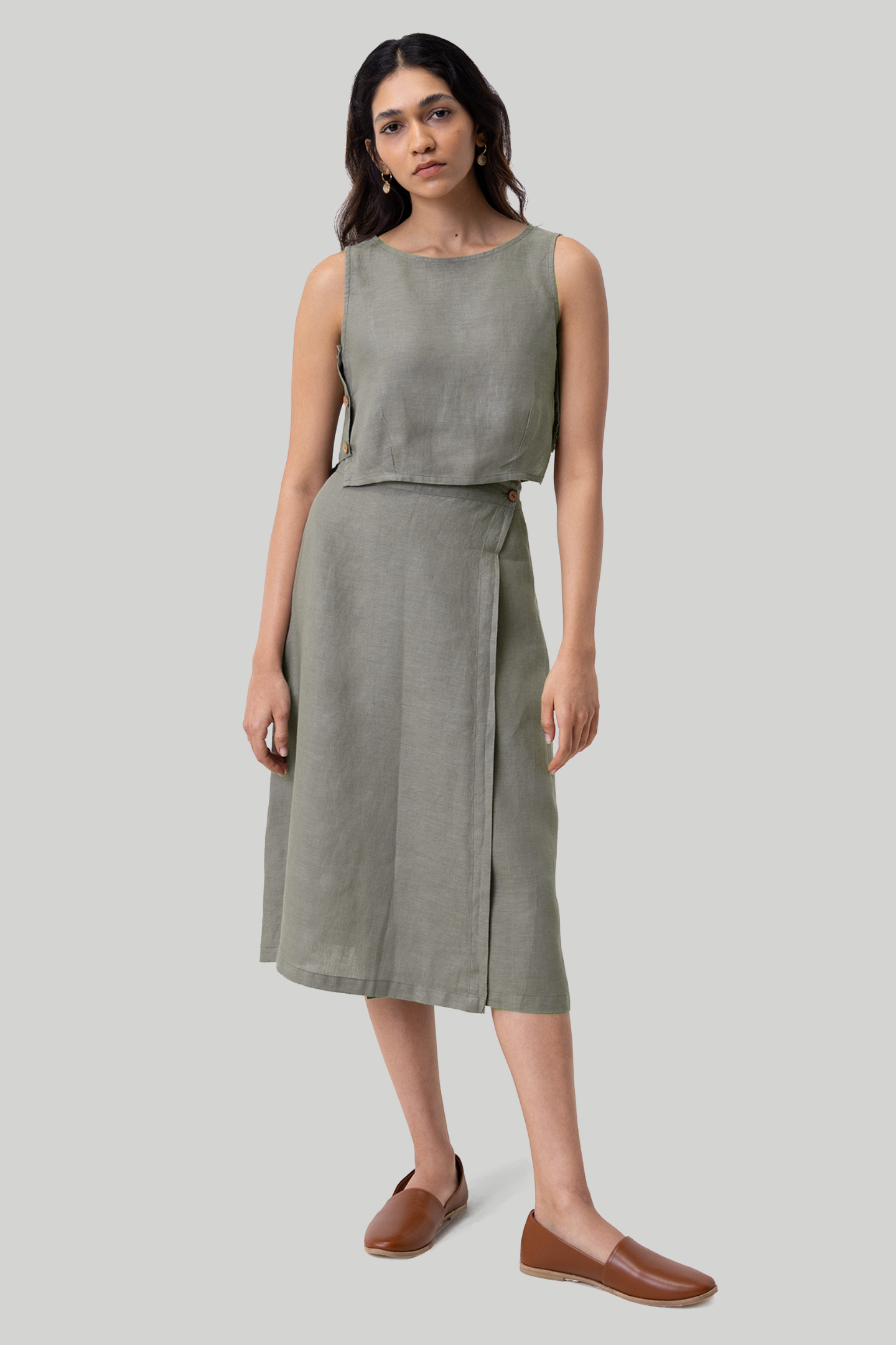 Boxy Crop Top in Dark Green