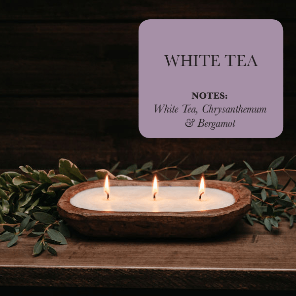 3 - Wick Dough Bowl Soy Candle - White Tea - Clairellas