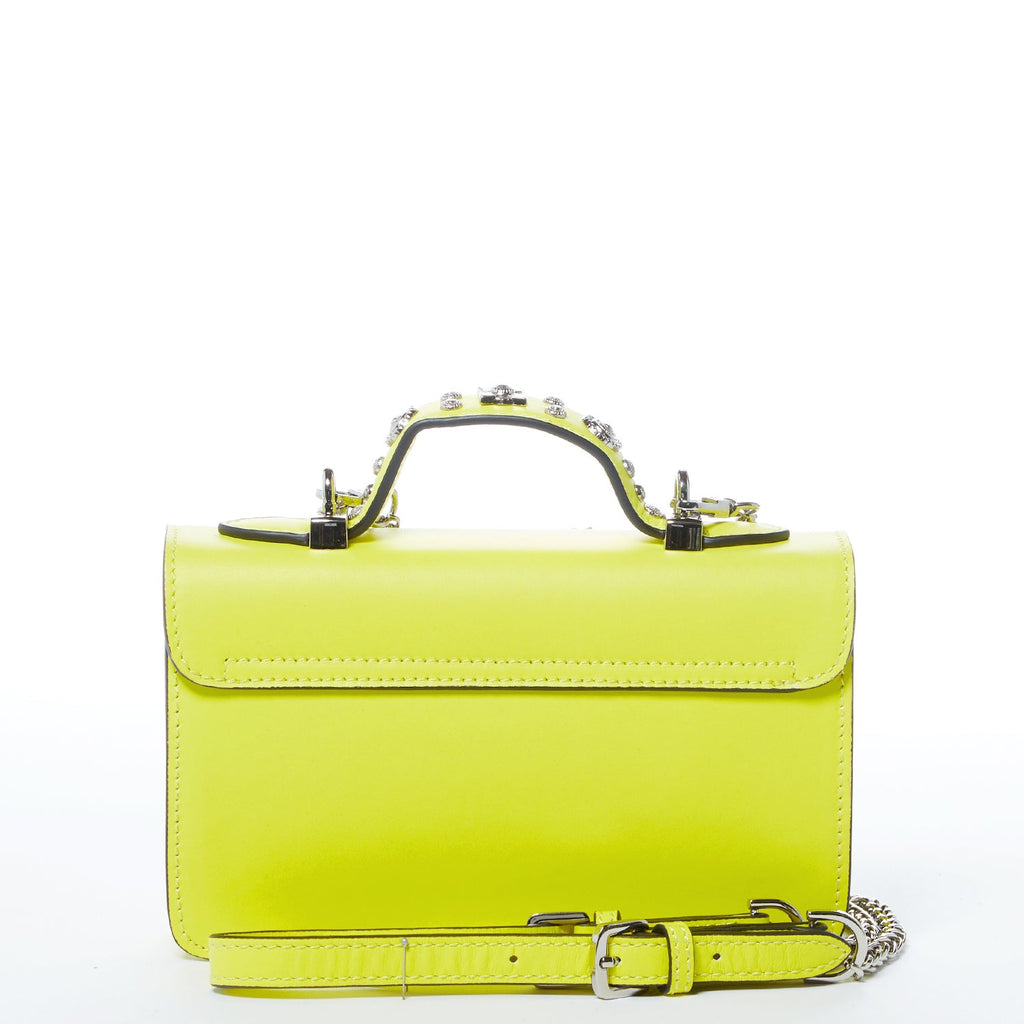Bright Yellow Purse Studded Leather Crossbody Bag - Clairellas