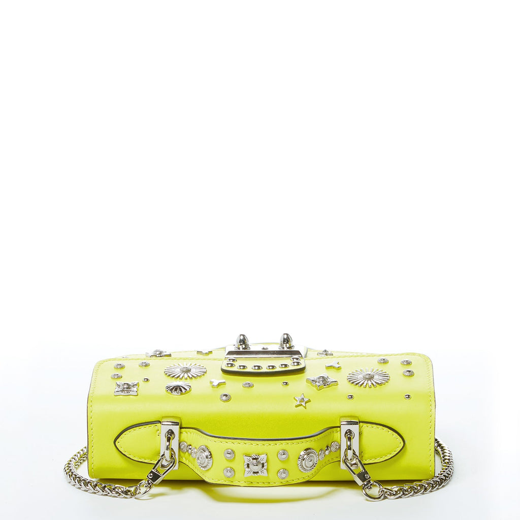 Bright Yellow Purse Studded Leather Crossbody Bag - Clairellas