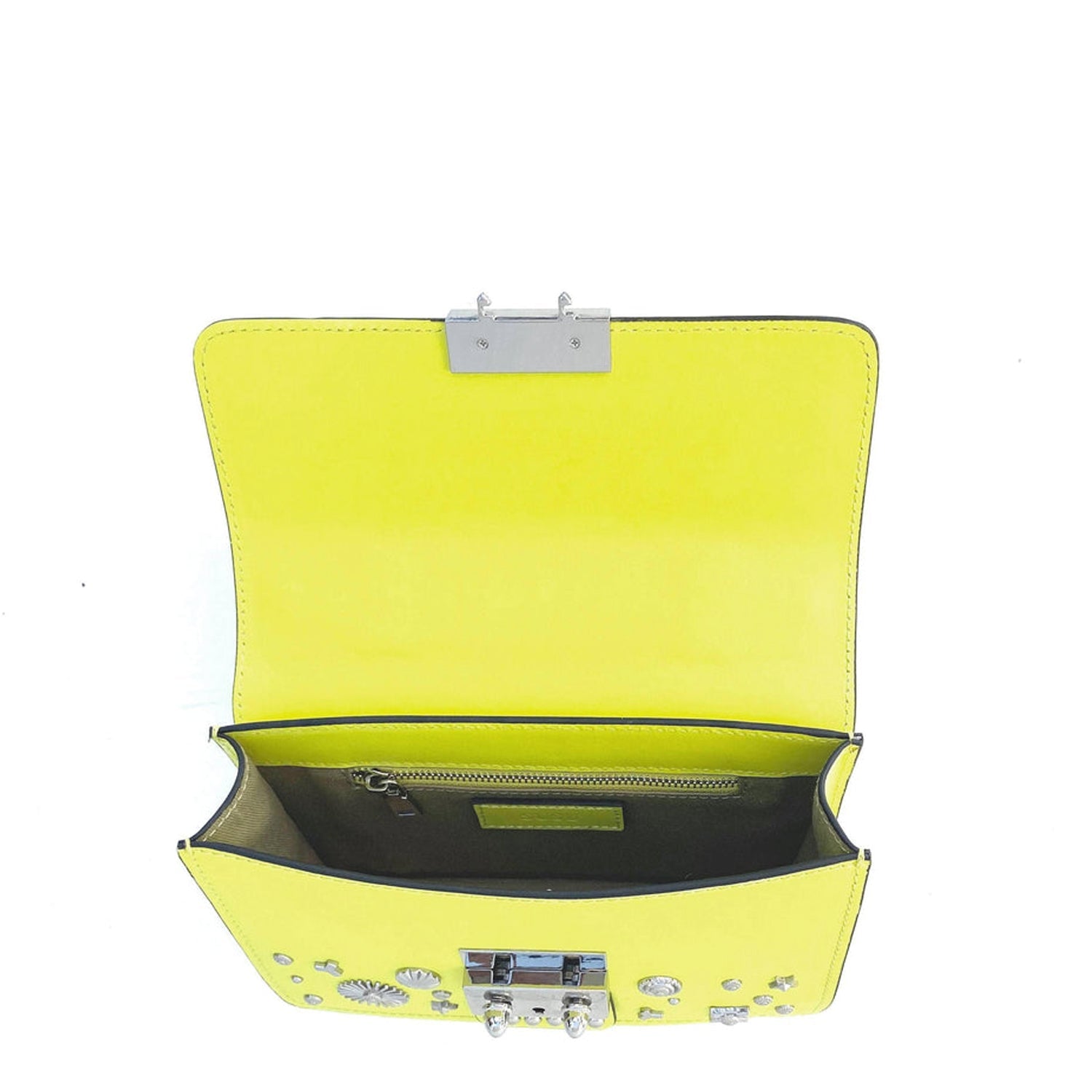 Bright Yellow Purse Studded Leather Crossbody Bag - Clairellas