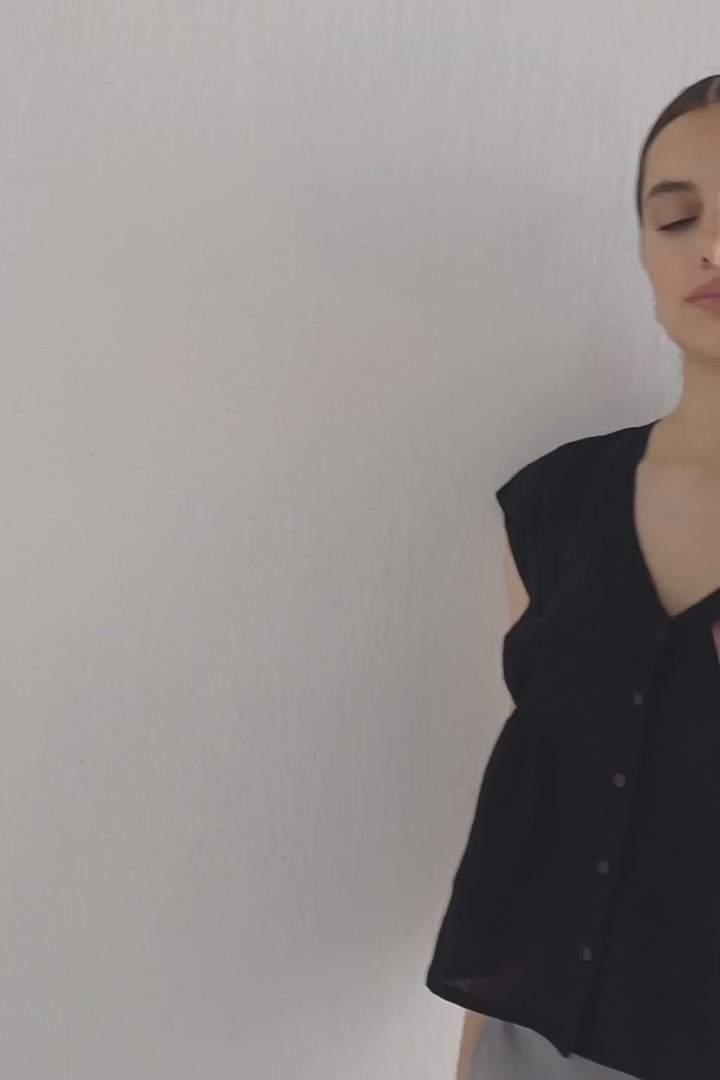 Deep V-neck short top in Black