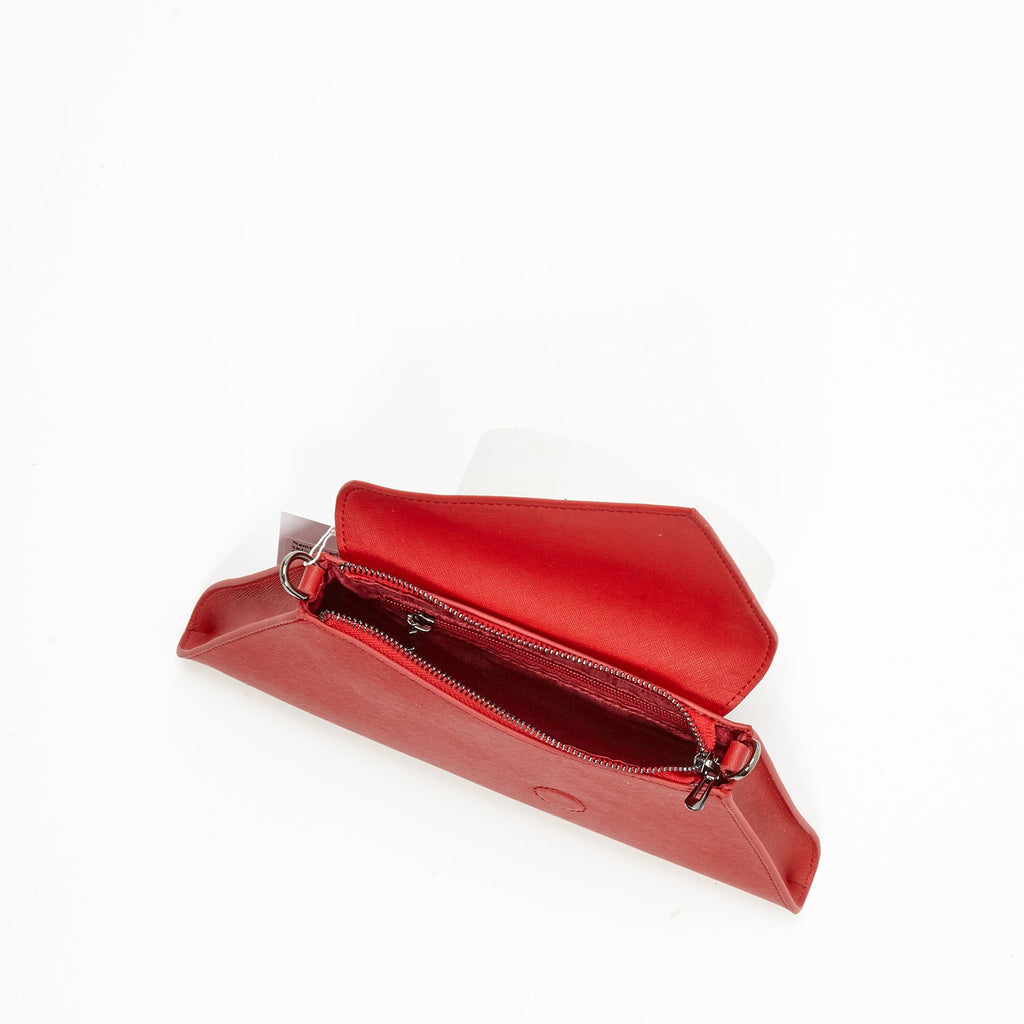 SUSU Red Clutch Bag Leather Clutch Purse Crossbody Evening Purse Unique Women's Red Handbag - Clairellas