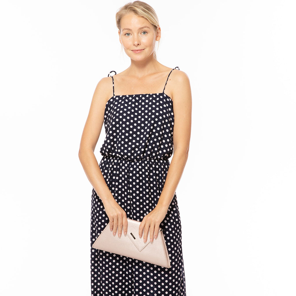 SUSU Rose Gold Metallic Leather Clutch Bag Unique Evening Purse Women's Handbag - Clairellas