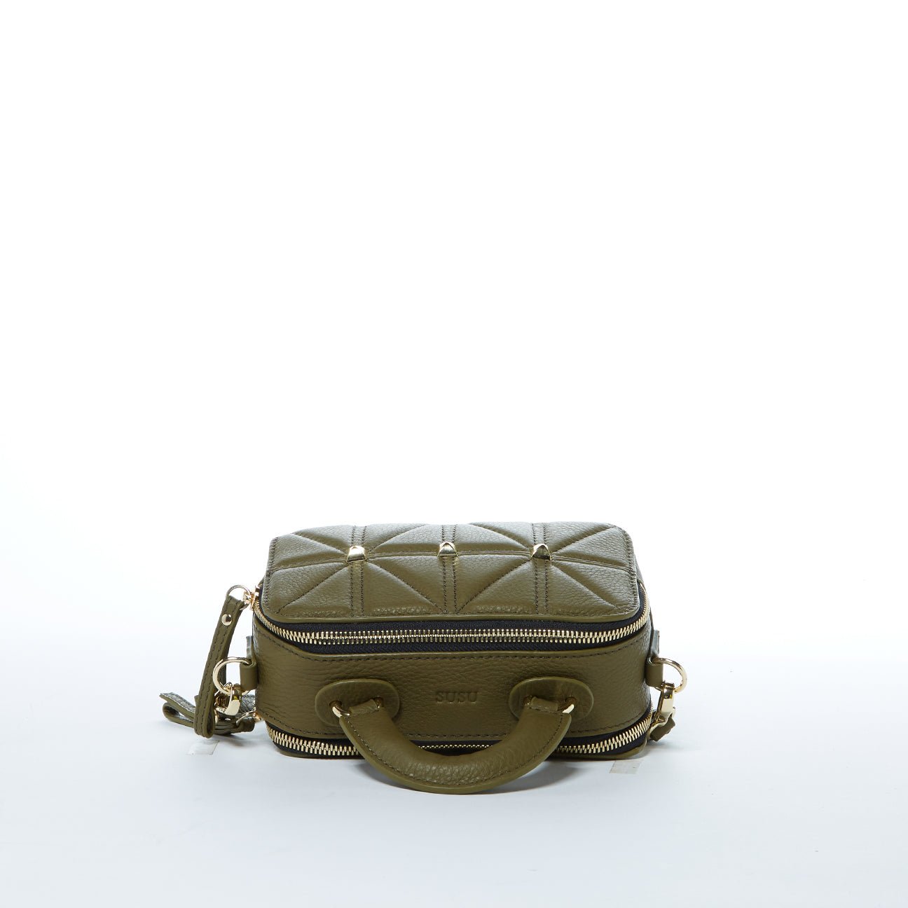 Small Leather Crossbody Bag Olive Green - Clairellas