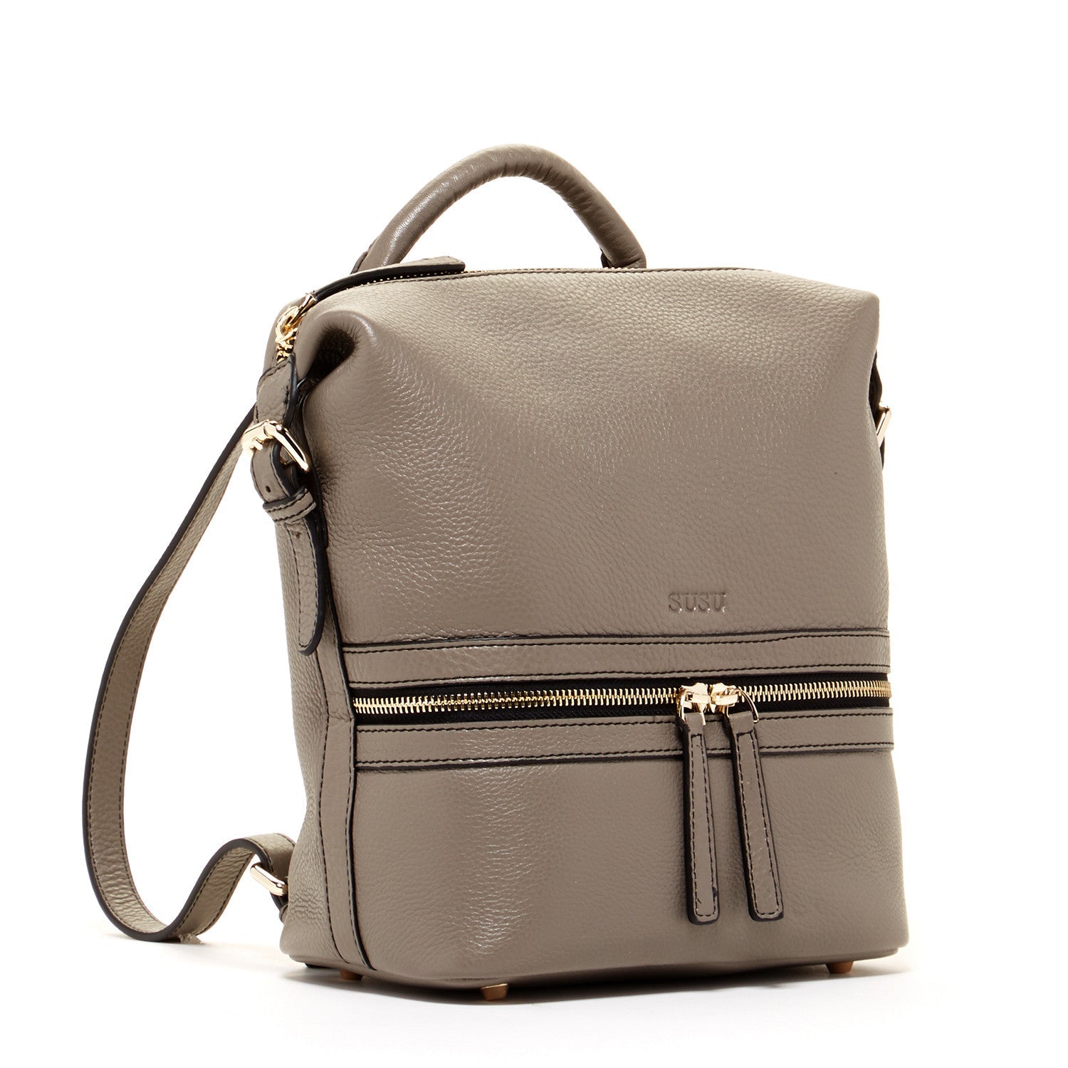 SUSU Grey Leather Backpack Purse Convertible Crossbody Bag - Clairellas