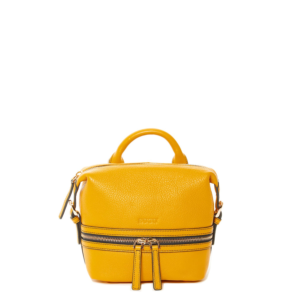 SUSU Leather Backpack for Women  Yellow Purse Convertible Crossbody Bag Medium Size with Front and Back Pockets
