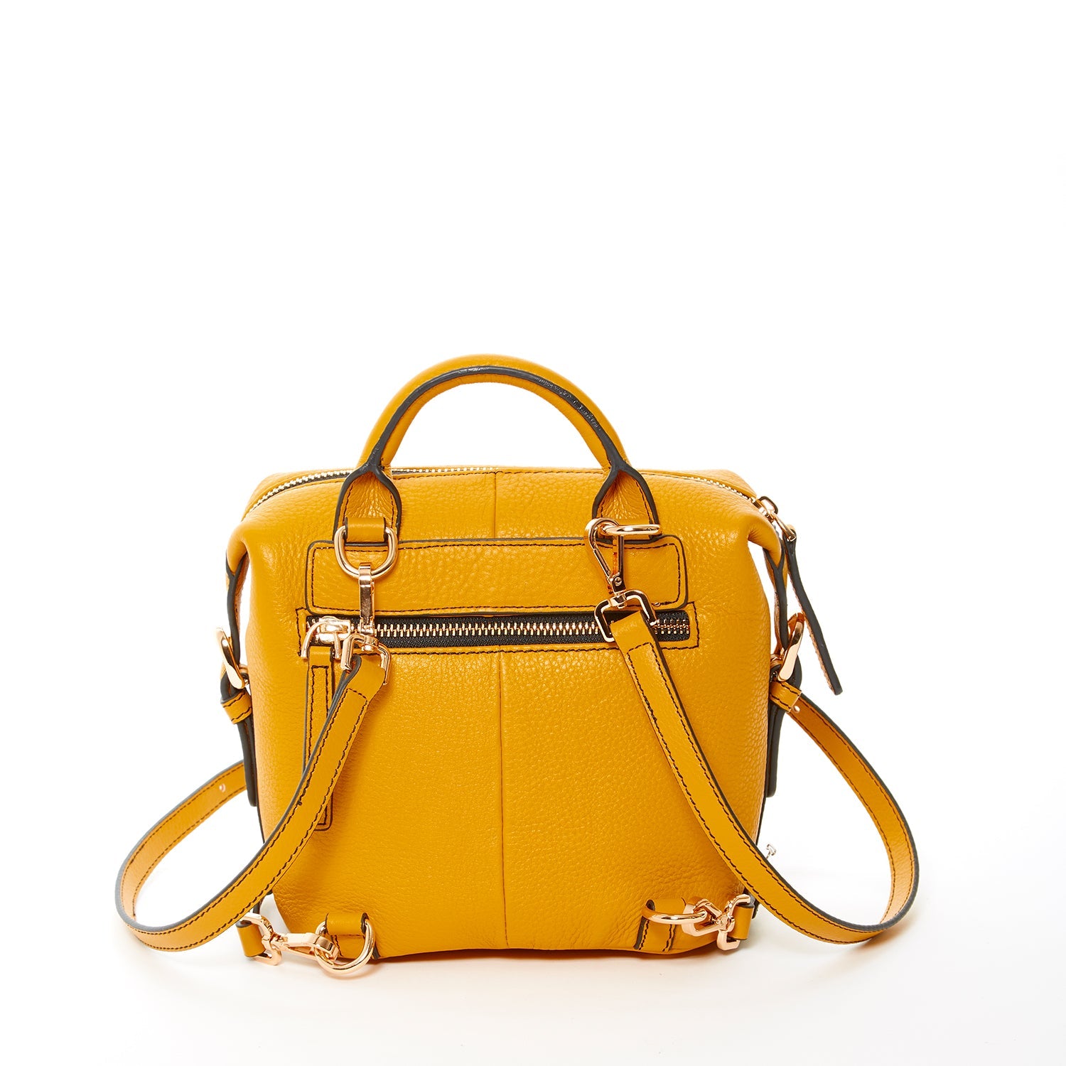 SUSU Leather Backpack for Women  Yellow Purse Convertible Crossbody Bag Medium Size with Front and Back Pockets