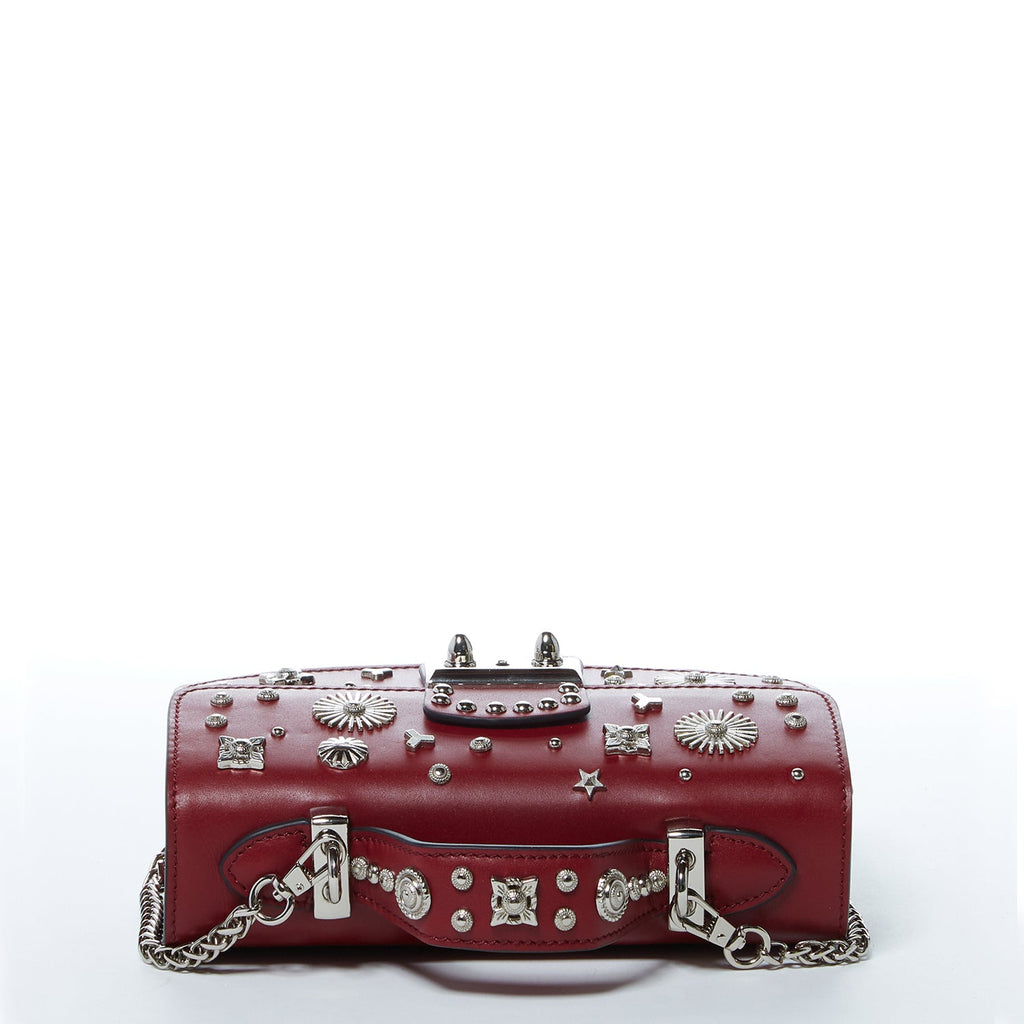 Studded Small Leather Crossbody Bag Burgundy Purse  Women's Handbag