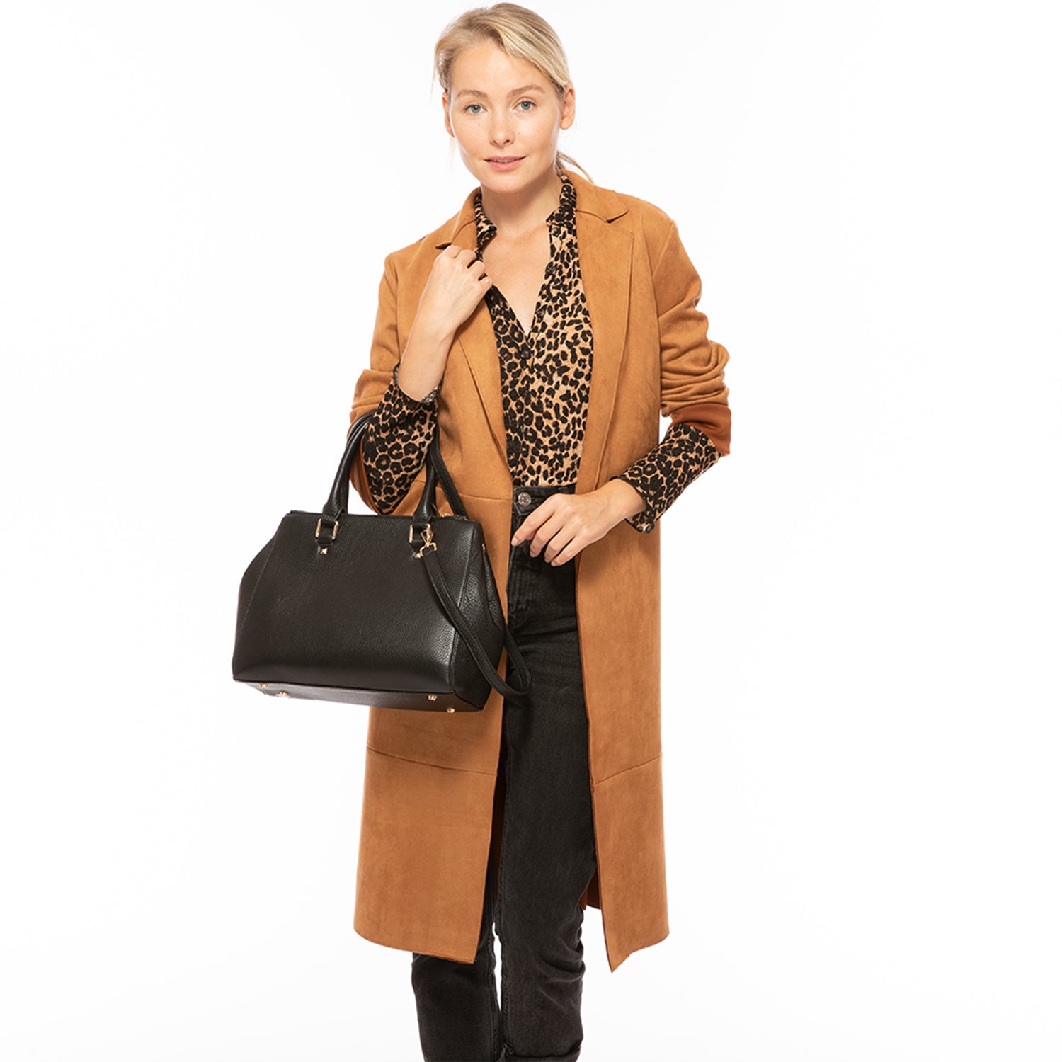 Leather Satchel Bag Black - Clairellas