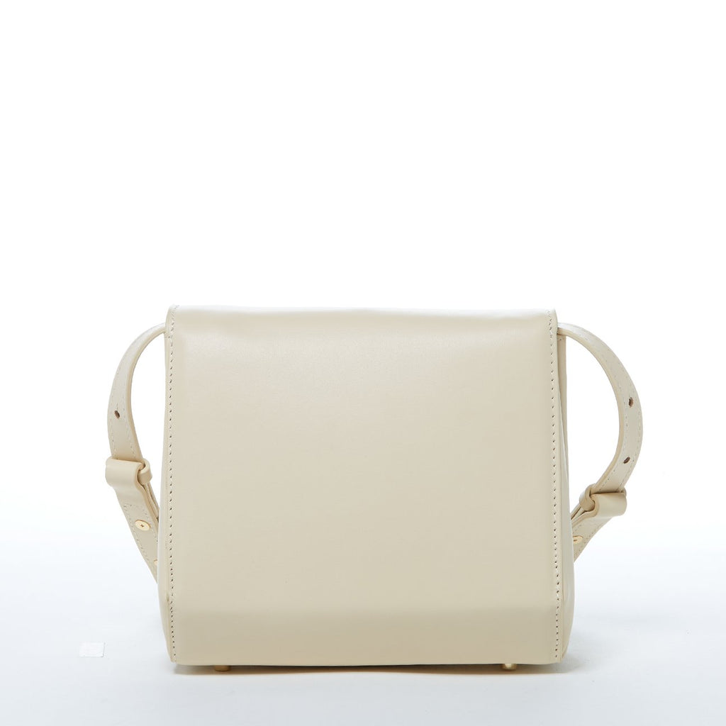 SUSU Leather Saddle Bag Off White Crossbody Purse Cream Women's Handbag
