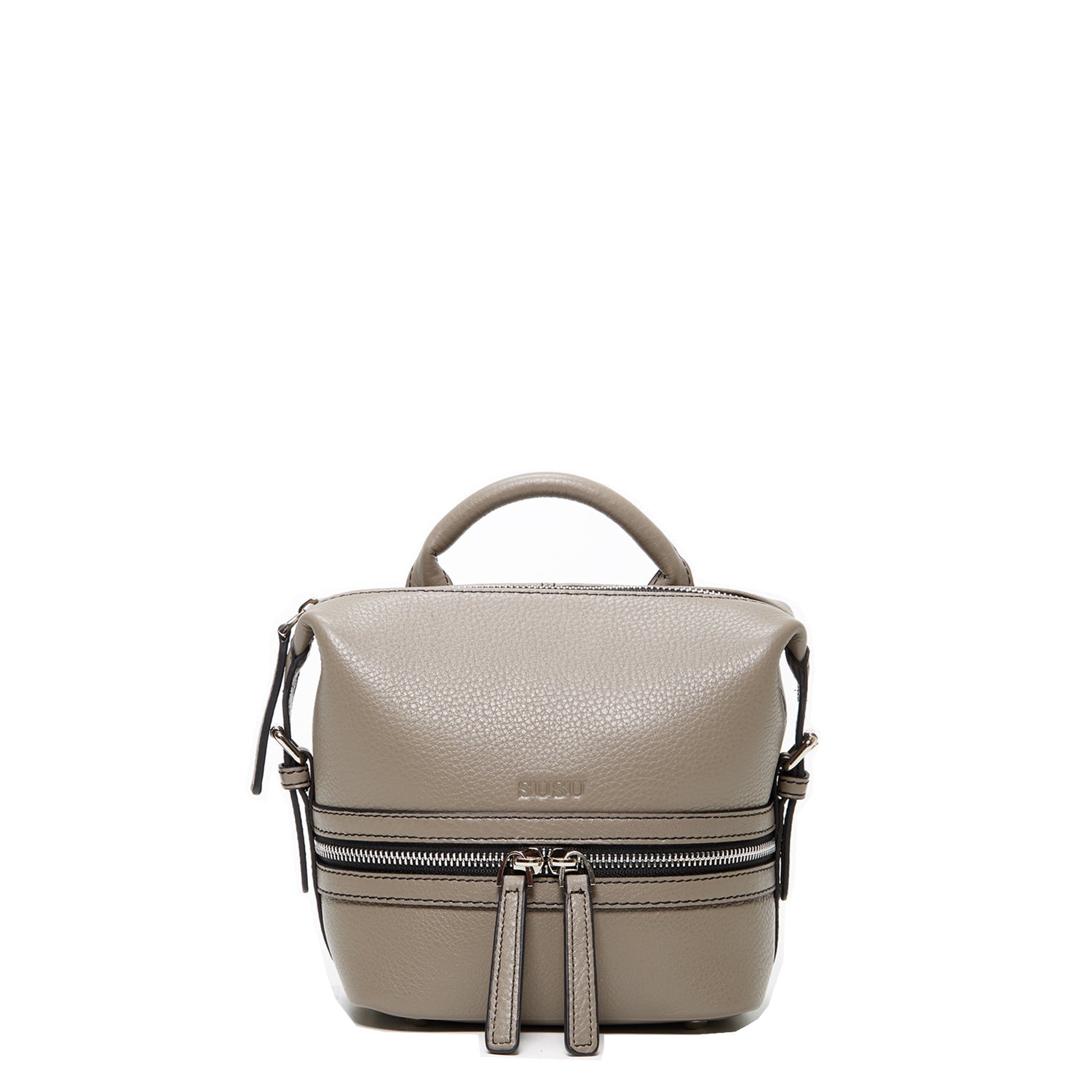 SUSU Gray Leather Backpack Purse for Women Convertible Crossbody Bag Medium Size with Front and Back Pockets