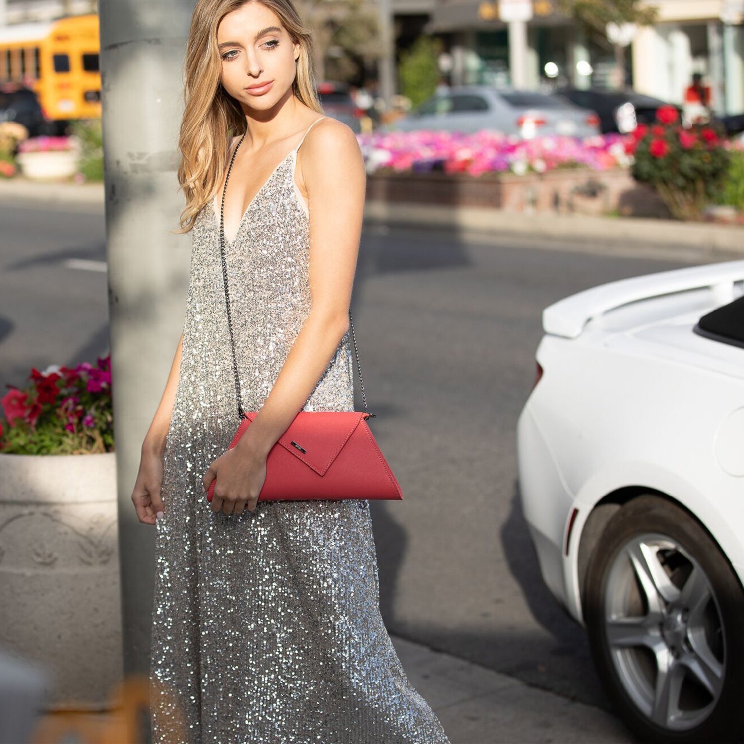 Angelica Coral Clutch Leather - Clairellas