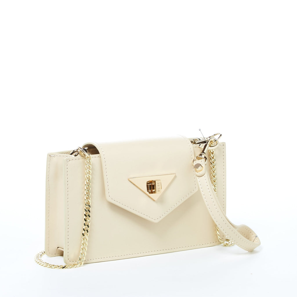 SUSU Off White Bag Mini Crossbody Purse Cream Leather Wristlet Women's Handbag - Clairellas