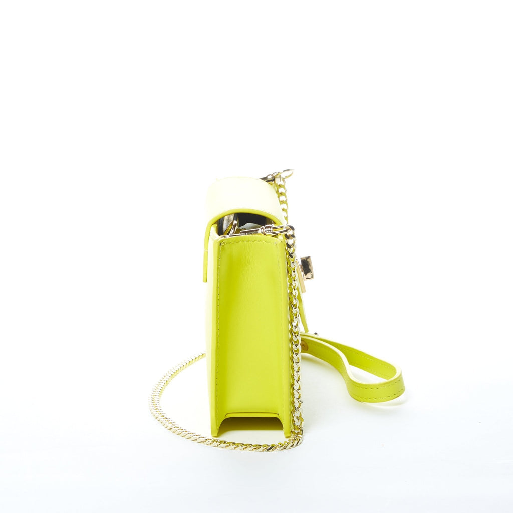 SUSU Bright Yellow Mini Crossbody Purse Chain Strap Leather Wristlet Women's Handbag - Clairellas
