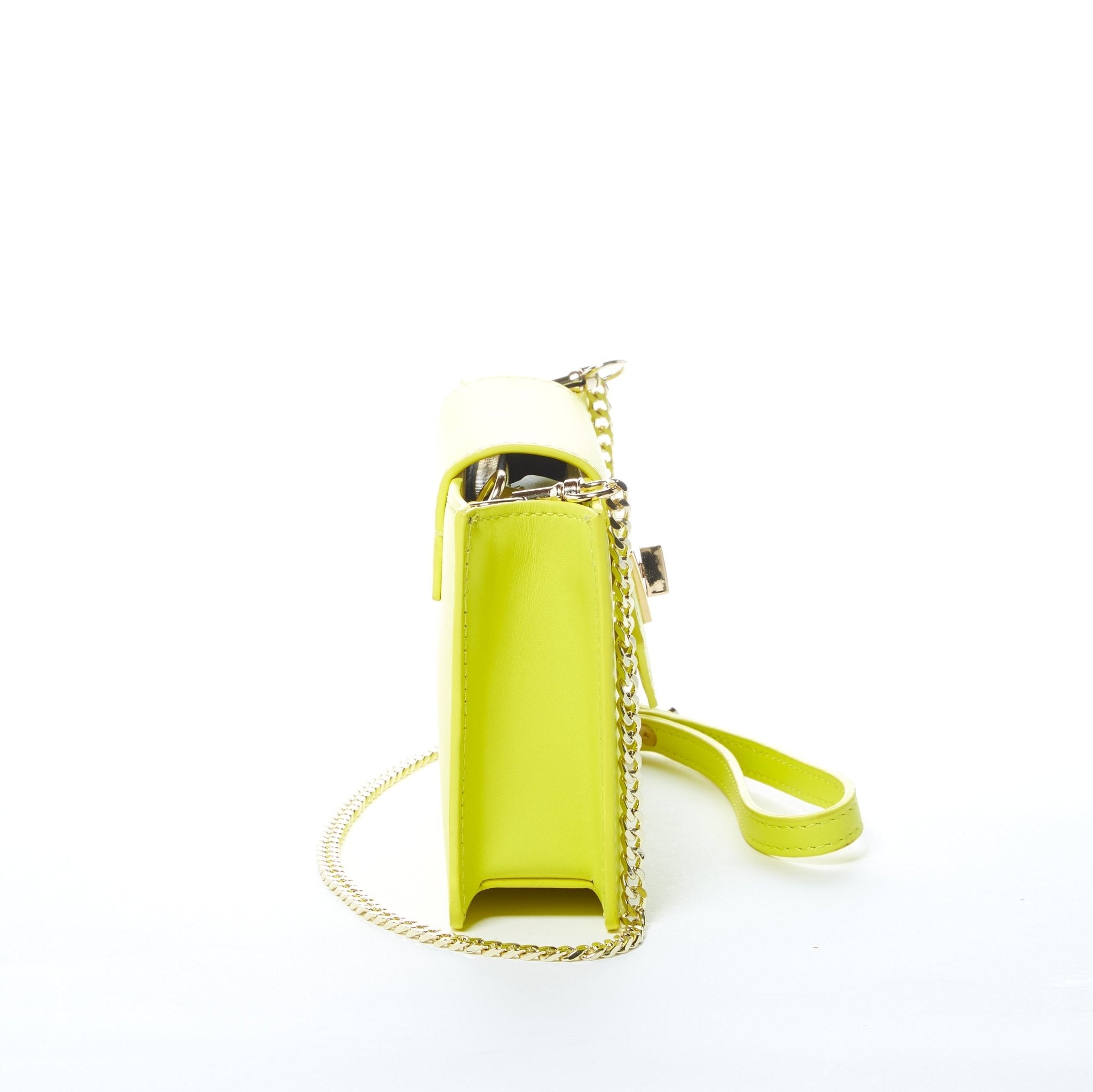 SUSU Bright Yellow Mini Crossbody Purse Chain Strap Leather Wristlet Women's Handbag - Clairellas