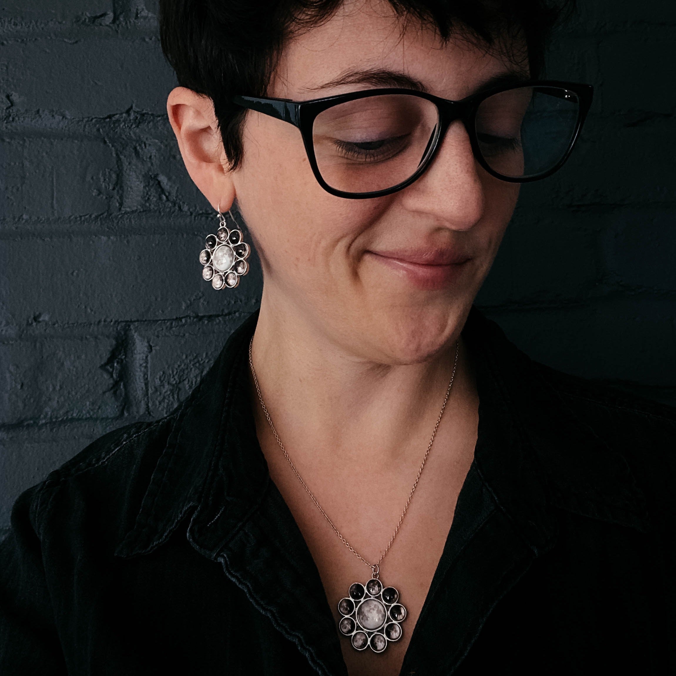 Moon Phase Halo Jewelry Set